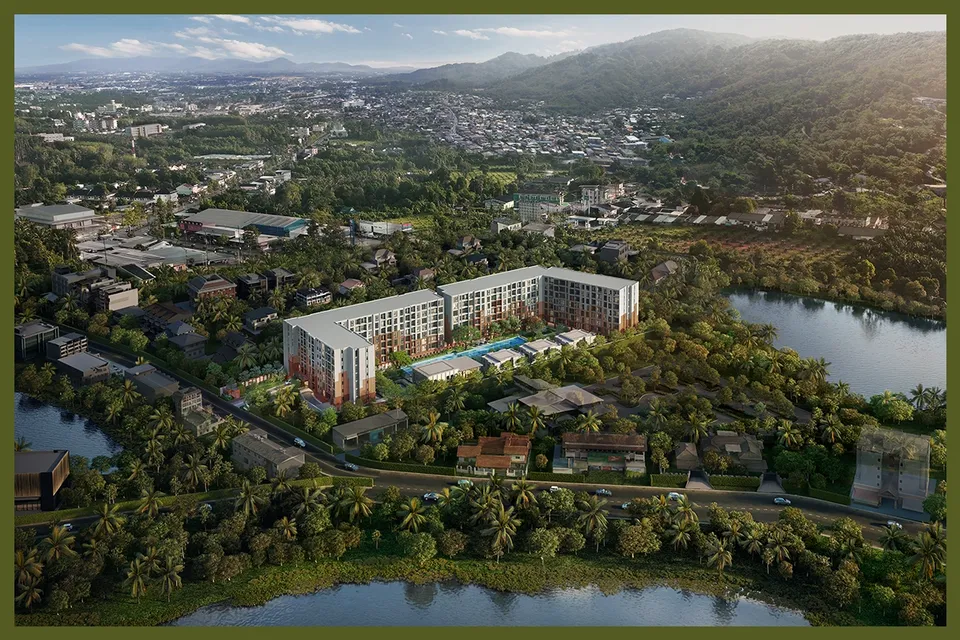 Визуализация THE BASE Midtown Phuket с высоты: территория и расположение корпусов